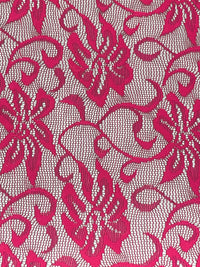 Deep French Rose 100% Polyester Floral Weave Lace Netting 54W