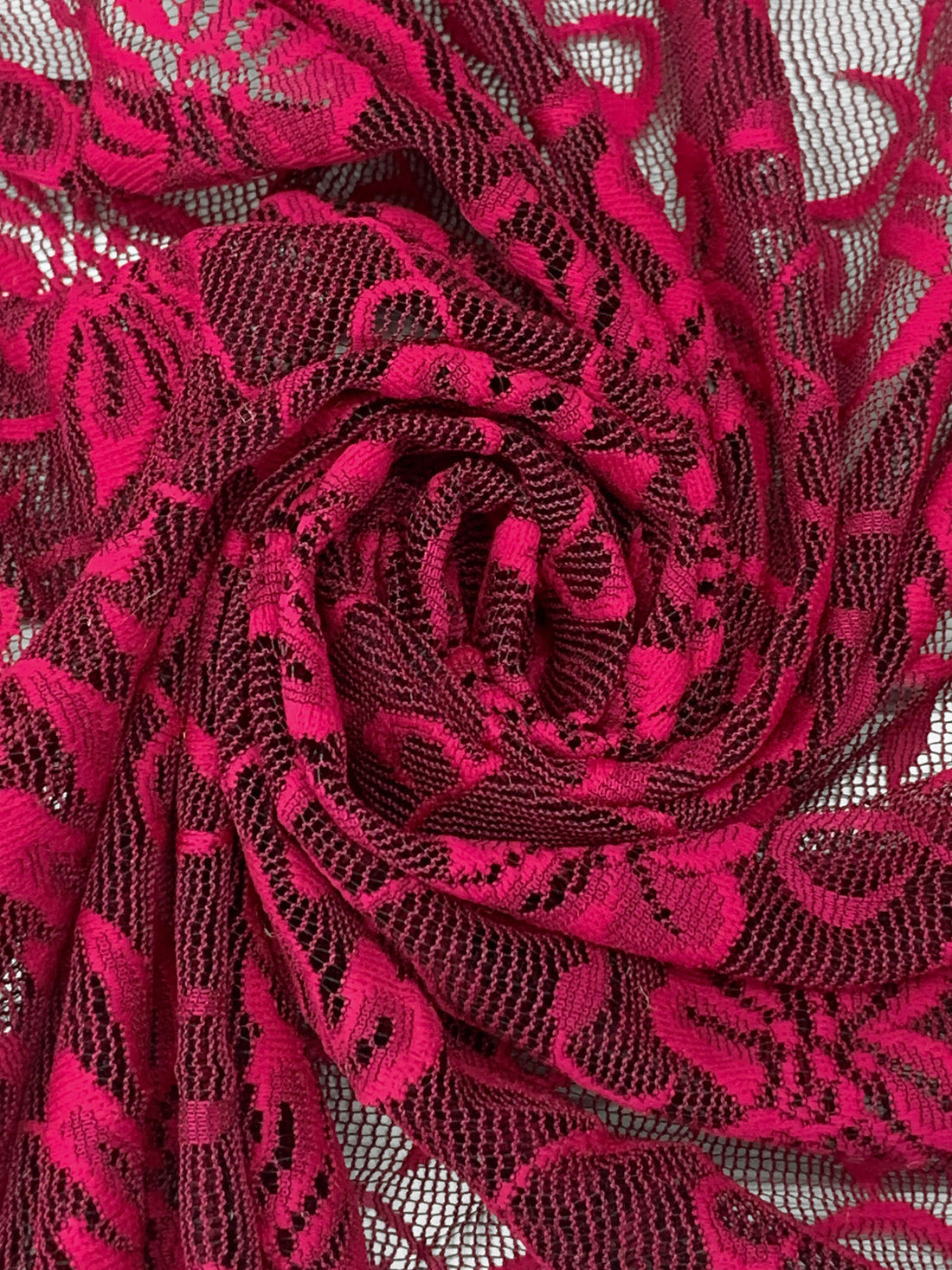 Deep French Rose 100% Polyester Floral Weave Lace Netting 54W