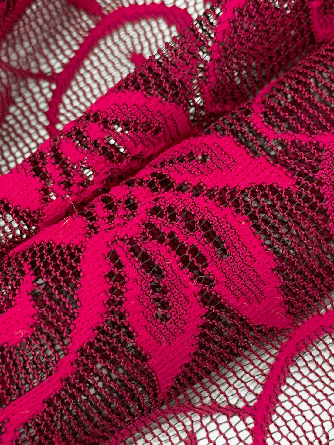 Deep French Rose 100% Polyester Floral Weave Lace Netting 54W