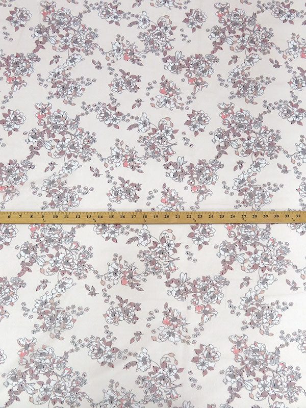 Pale Salmon Pink/Burgundy/Brink Pink/Multi 100% Nylon Floral Print Point d'Esprit Netting  58W