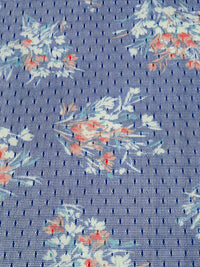 True Blue/Salmon/Soft White/Multi 100% Nylon Floral Print Point d'Esprit Netting 53W