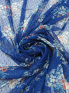 True Blue/Salmon/Soft White/Multi 100% Nylon Floral Print Point d'Esprit Netting 53W