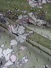 Moss Green/Ballet Pink/White/Multi 100% Nylon Floral Print Point d'Esprit Netting  58W