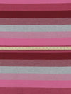 Carnation Pink/Heathered Stone Gray/Cabernet Rayon/Polyester/Lycra Horizontal Stripe Jersey Knit 60W