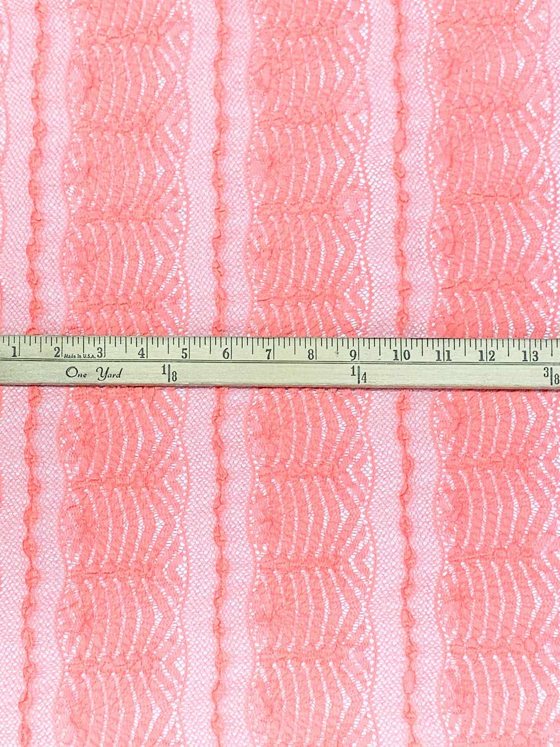 Melon 100% Nylon Vertical Ornate Weave Lace Netting - Famous Dress Designer - 52W