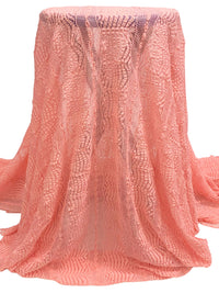 Melon 100% Nylon Vertical Ornate Weave Lace Netting - Famous Dress Designer - 52W