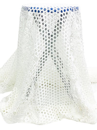 White 100% Polyester Double Scalloped Border Ornate Floral Guipure Lace - Famous Dress Designer - 48W