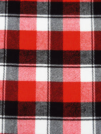 Vermillion Red/Black/White Recycled Polyester/Polyester/Rayon Seawool Plaid Weave Flannel Suiting - Robert Kaufman - 51W
