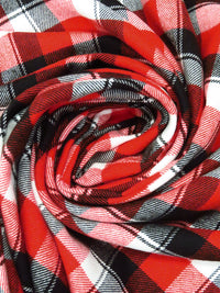 Vermillion Red/Black/White Recycled Polyester/Polyester/Rayon Seawool Plaid Weave Flannel Suiting - Robert Kaufman - 51W