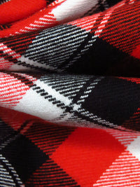 Vermillion Red/Black/White Recycled Polyester/Polyester/Rayon Seawool Plaid Weave Flannel Suiting - Robert Kaufman - 51W
