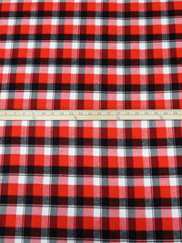 Vermillion Red/Black/White Recycled Polyester/Polyester/Rayon Seawool Plaid Weave Flannel Suiting - Robert Kaufman - 51W