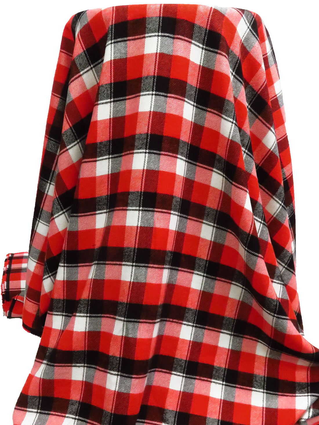 Vermillion Red/Black/White Recycled Polyester/Polyester/Rayon Seawool Plaid Weave Flannel Suiting - Robert Kaufman - 51W