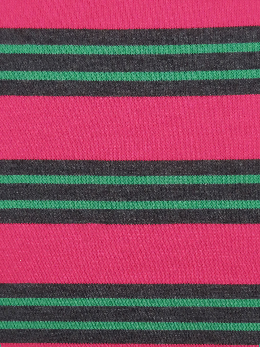 French Raspberry Pink/Evergreen/Charcoal Gray Polyester/Lycra Horizontal Stripe Sweater Knit 50W