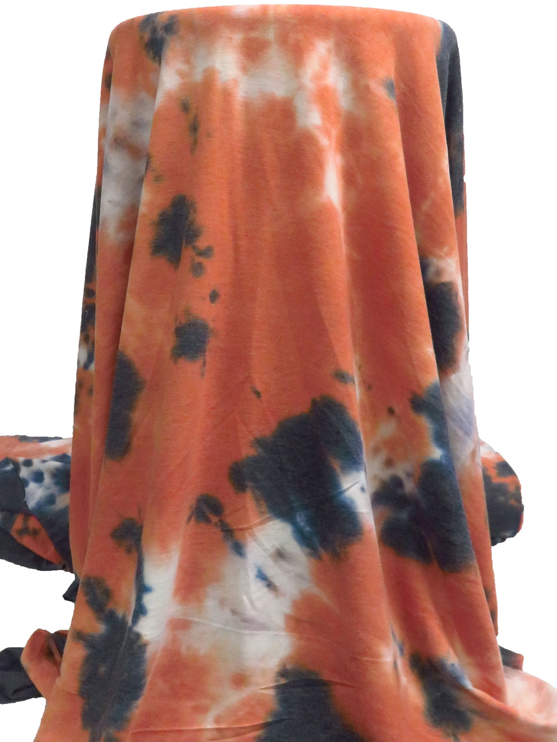 Midnight Blue/Cedar Chest/White Polyester/Rayon/Lycra Tie-Dye French Terry Knit - Robert Kaufman - 58W