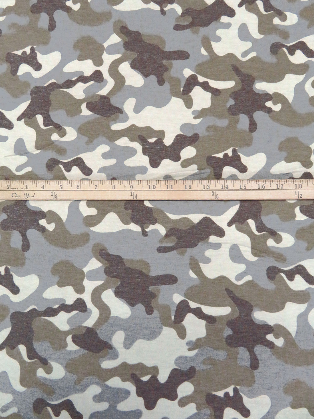 Dark Liver/Willow Gray/Eggshell/Multi Polyester/Rayon/Lycra Camouflage Print French Terry Knit - Robert Kaufman - 56W