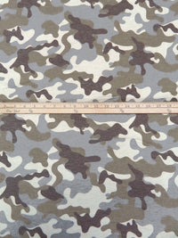 Dark Liver/Willow Gray/Eggshell/Multi Polyester/Rayon/Lycra Camouflage Print French Terry Knit - Robert Kaufman - 56W