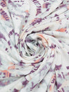 White/Amethyst/Dusty Sea Glass/Coral 100% Rayon Tie-Dye Look Ripple Print Crinkle Challis 52W