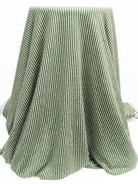 Dill Green/White Rayon/Lycra Vertical Stripe Brushed Rib Knit 52W