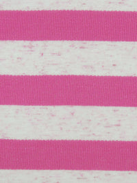 Paradise Pink/White 100% Polyester Horizontal Ribbed Stripe Tissue Jersey Knit 56W