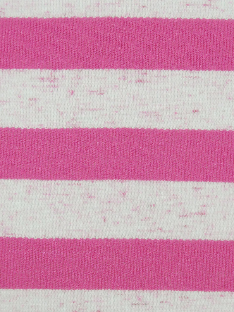 Paradise Pink/White 100% Polyester Horizontal Ribbed Stripe Tissue Jersey Knit 56W