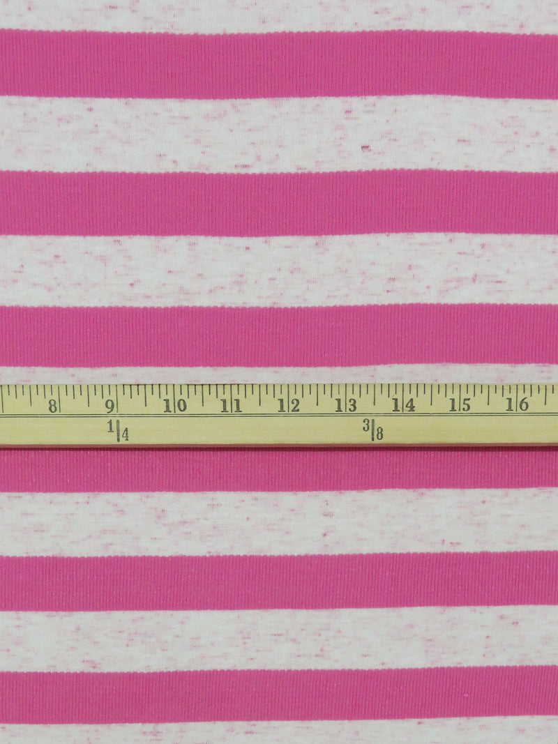 Paradise Pink/White 100% Polyester Horizontal Ribbed Stripe Tissue Jersey Knit 56W