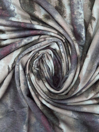 Rose Ebony/Dark Liver/Grullo/Multi Polyester/Rayon/Lycra Grunge Vertical Stripe Print French Terry Knit - Robert Kaufman - 58W