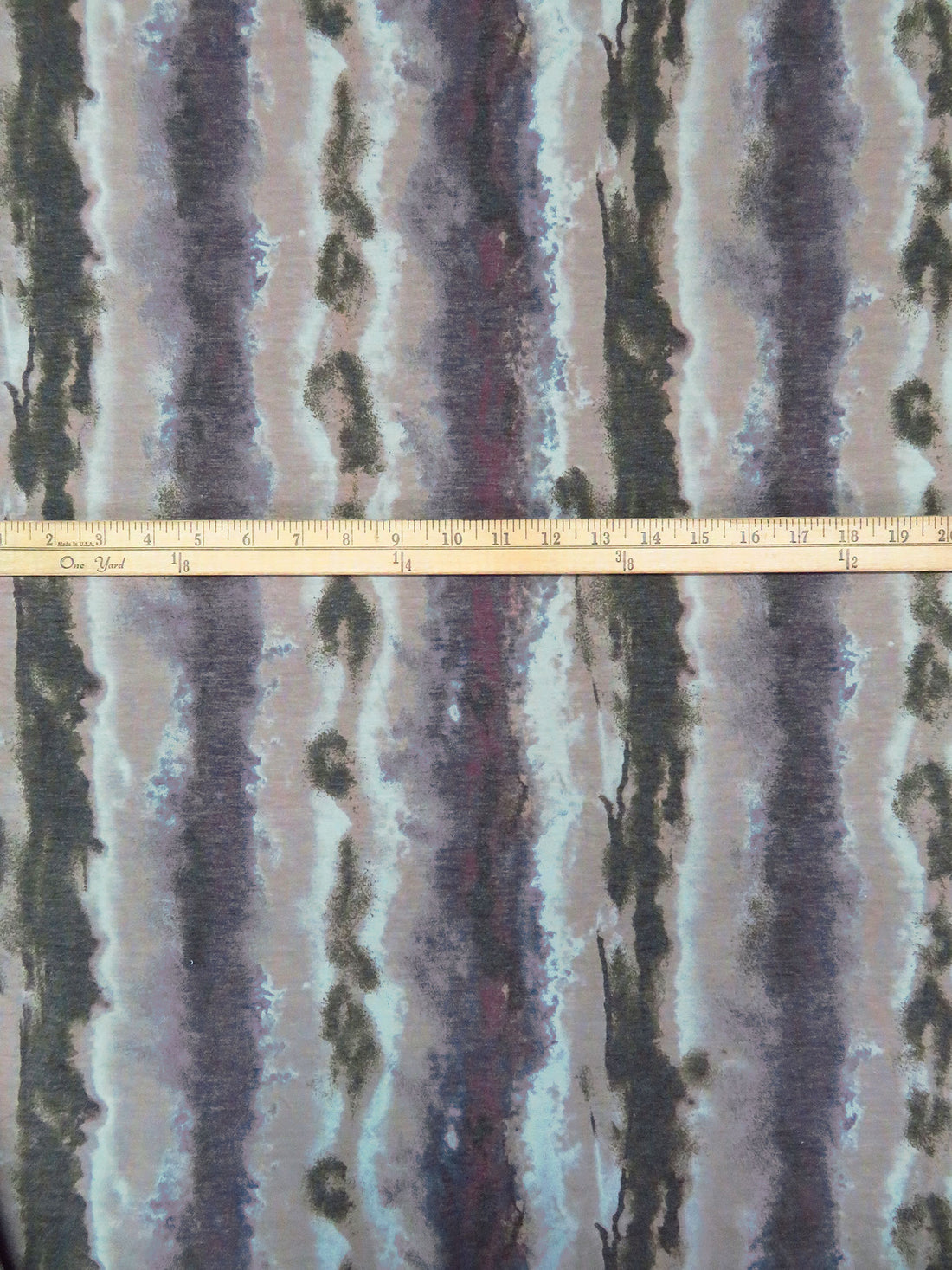 Rose Ebony/Dark Liver/Grullo/Multi Polyester/Rayon/Lycra Grunge Vertical Stripe Print French Terry Knit - Robert Kaufman - 58W