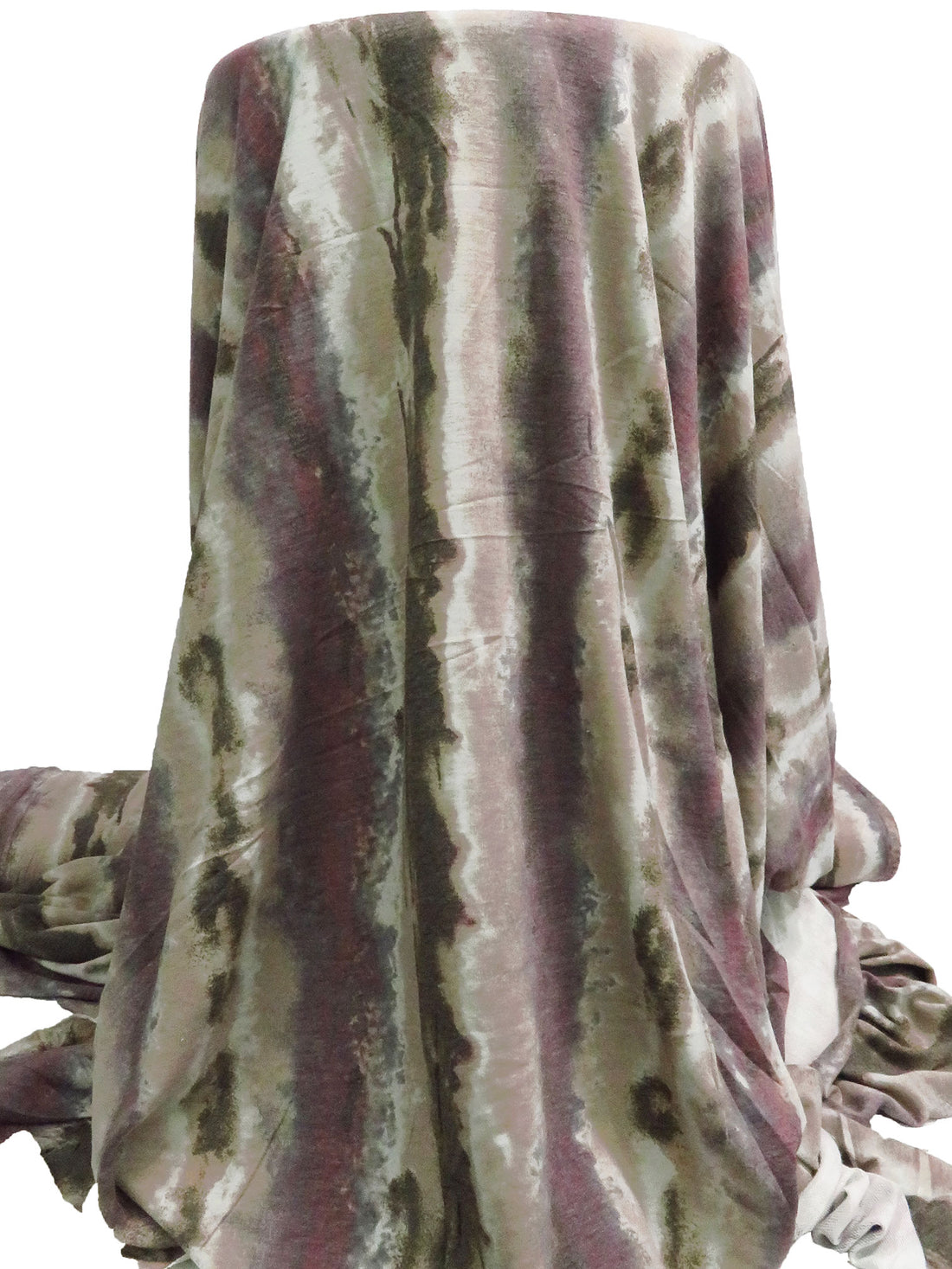 Rose Ebony/Dark Liver/Grullo/Multi Polyester/Rayon/Lycra Grunge Vertical Stripe Print French Terry Knit - Robert Kaufman - 58W