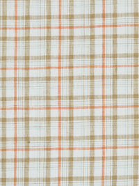 Porcelain/Carrot/Coffee/Sky Blue/Multi 100% Linen Yarn-Dyed Plaid Mid-Weight Woven 56W