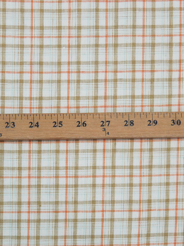 Porcelain/Carrot/Coffee/Sky Blue/Multi 100% Linen Yarn-Dyed Plaid Mid-Weight Woven 56W