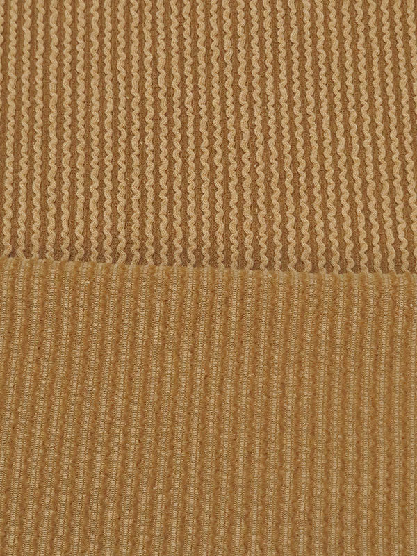 Biscuit Tan/Curry Brown Polyester/Lycra Raised Wavy Vertical Stripe Knit 50W