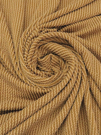 Biscuit Tan/Curry Brown Polyester/Lycra Raised Wavy Vertical Stripe Knit 50W