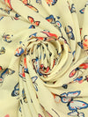 Pale Goldenrod/Lapis Blue/Vermilion 100% Polyester Butterfly Print Georgette 58W