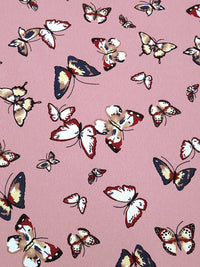 Dusty Rose/Coffee Brown/Burgundy/Multi 100% Polyester Butterfly Print Crepe de Chine 60W