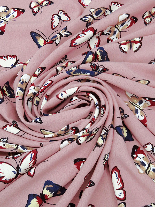 Dusty Rose/Coffee Brown/Burgundy/Multi 100% Polyester Butterfly Print Crepe de Chine 60W