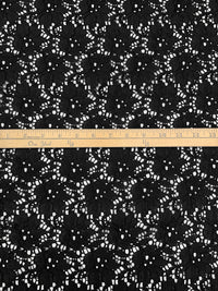 Black Polyester/Lycra Floral Weave Stretch Lace - Famous Dress Designer - 56W