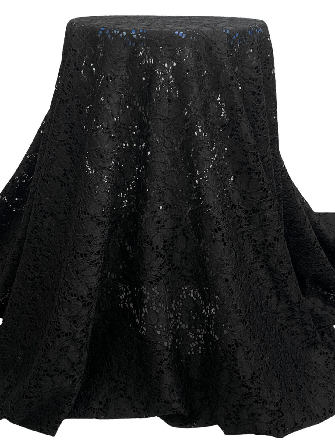 Black Polyester/Lycra Floral Weave Stretch Lace - Famous Dress Designer - 56W