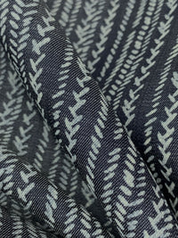 Denim Blue/Palest Slate Blue Tencel/Cotton Vertical Multi-Stripe Print Chambray 62W