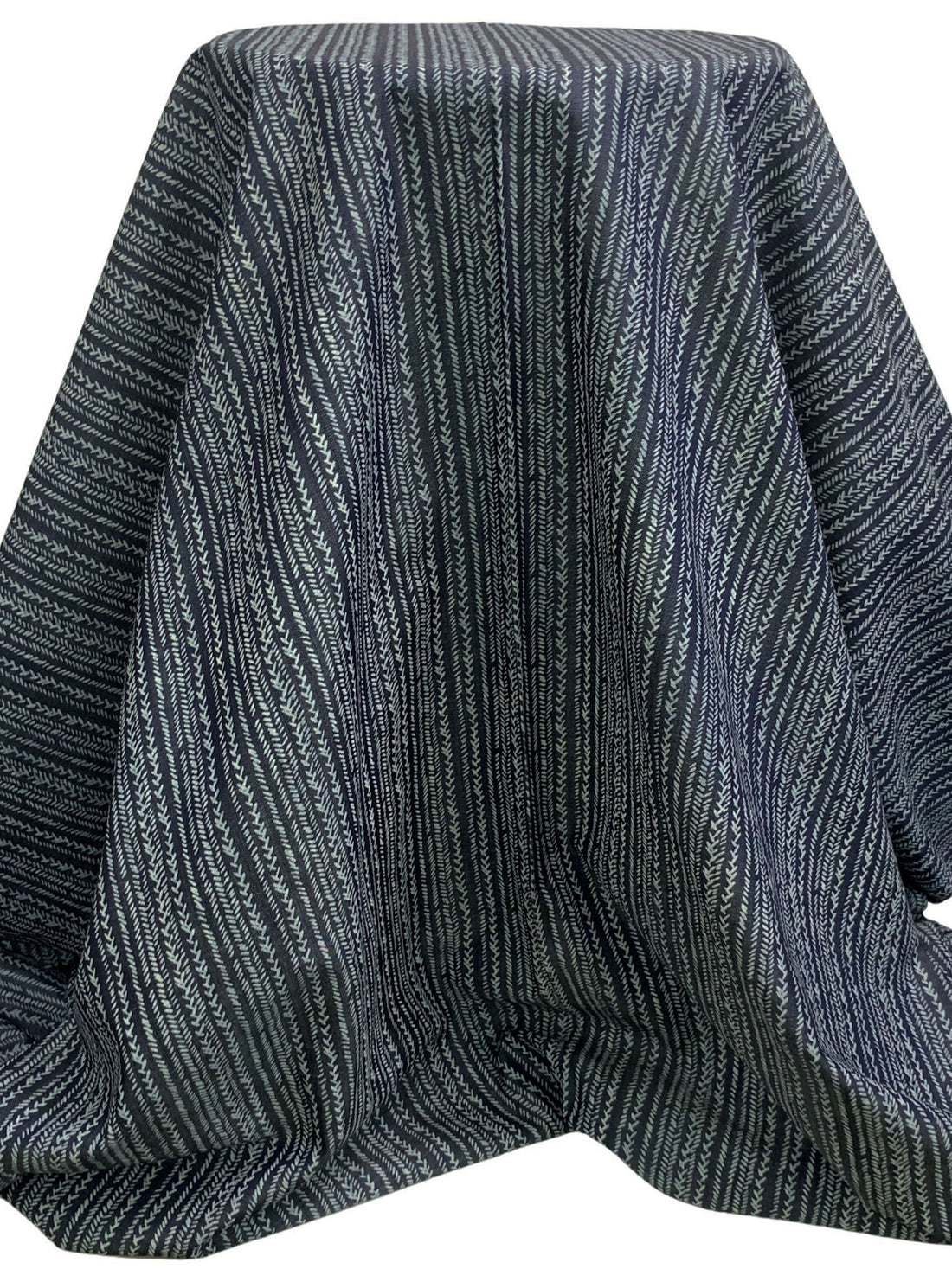 Denim Blue/Palest Slate Blue Tencel/Cotton Vertical Multi-Stripe Print Chambray 62W