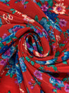 Venetian Red/Cobalt Blue/Teal 100% Polyester Floral Print Crepe de Chine 60W