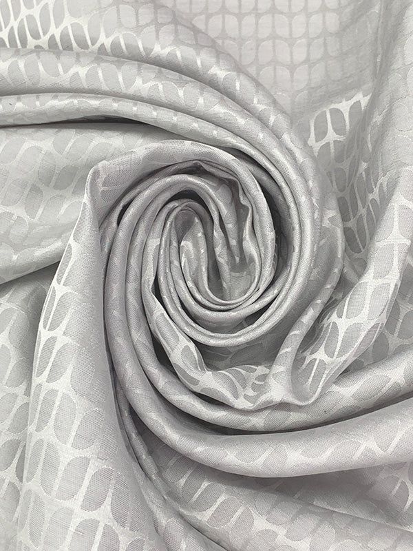 Bright Silver 100% Silk Geometric Jacquard - NY Designer - 41W