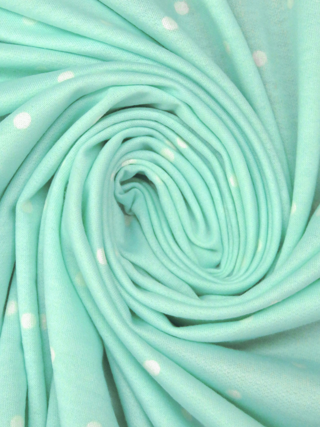 Magic Mint/White Polyester/Rayon/Lycra Dot Print French Terry Knit 58W