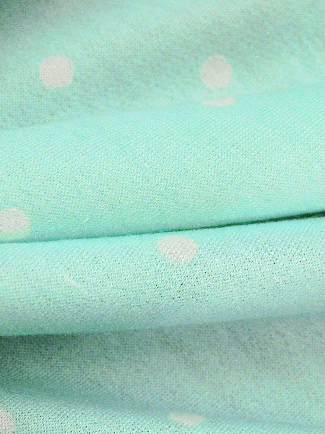 Magic Mint/White Polyester/Rayon/Lycra Dot Print French Terry Knit 58W
