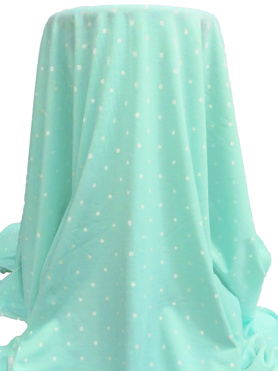 Magic Mint/White Polyester/Rayon/Lycra Dot Print French Terry Knit 58W