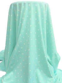 Magic Mint/White Polyester/Rayon/Lycra Dot Print French Terry Knit 58W