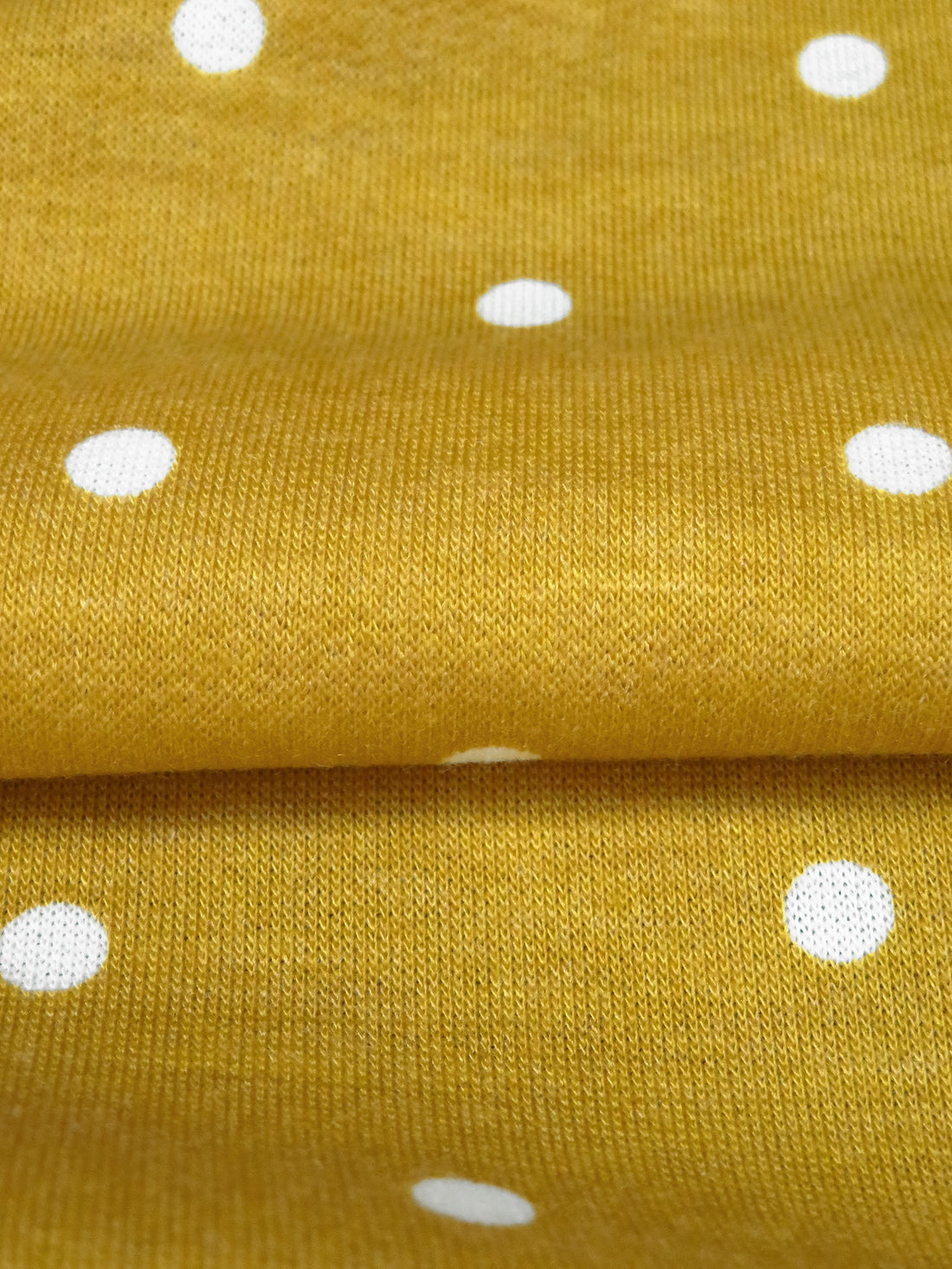 Goldenrod/White Polyester/Rayon/Lycra Dot Print French Terry Knit 58W