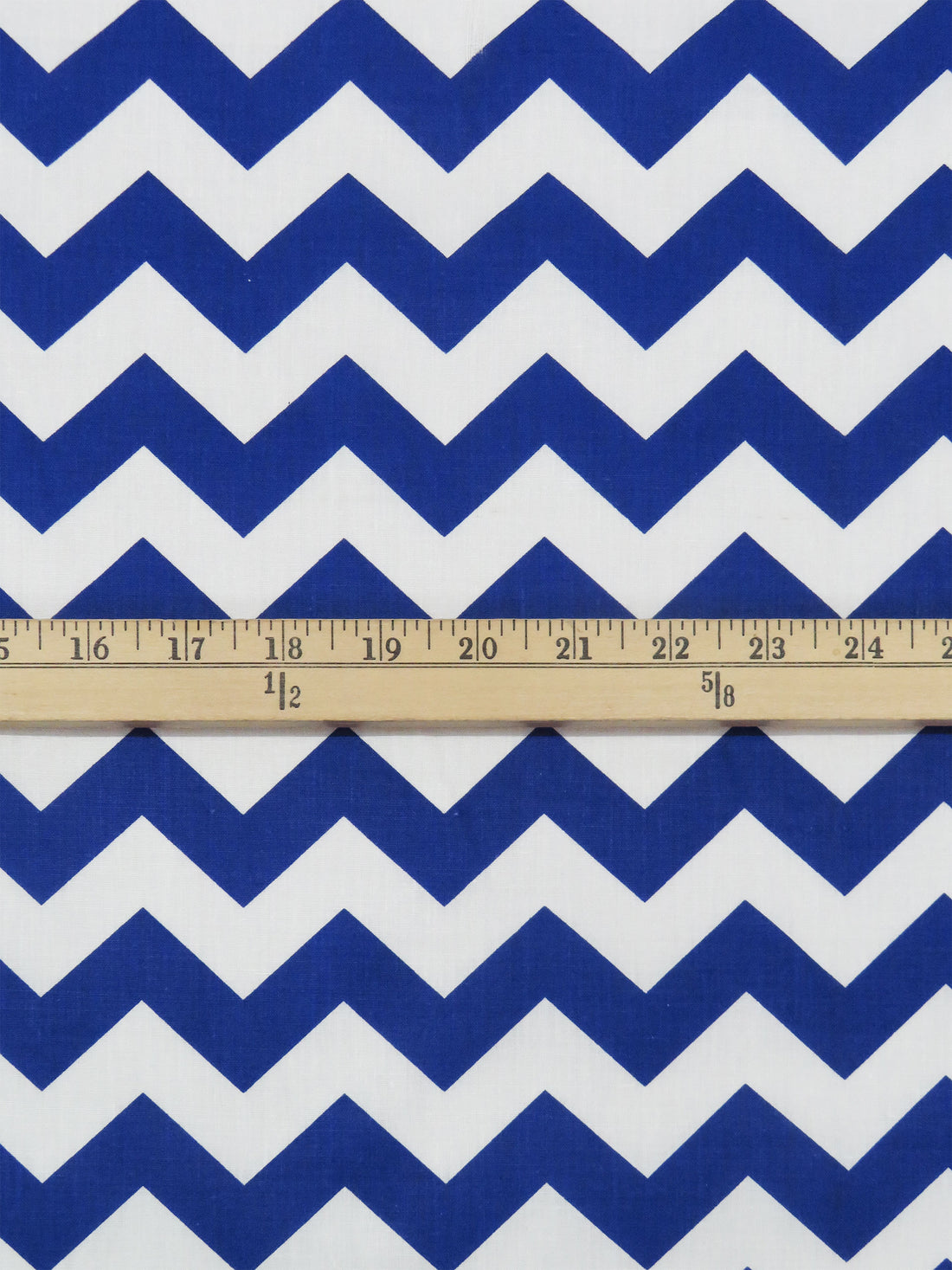 Cobalt/White Cotton/Polyester Horizontal Chevron Print Broadcloth 58W