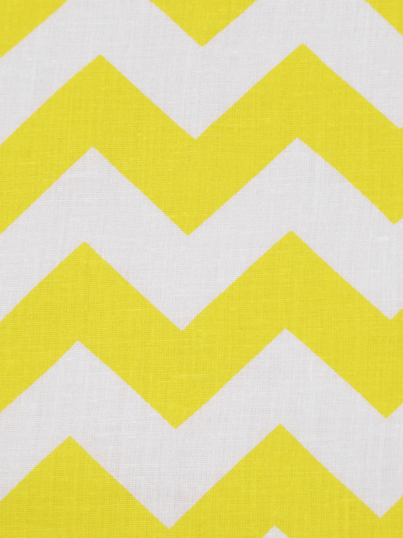 Bright Sunflower Yellow/White Cotton/Polyester Horizontal Chevron Print Broadcloth 58W