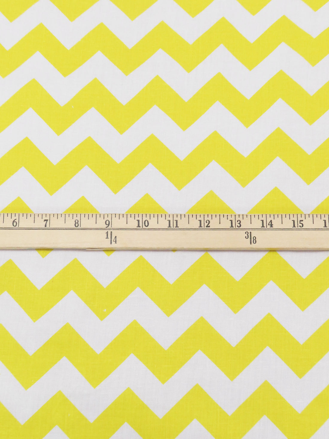 Bright Sunflower Yellow/White Cotton/Polyester Horizontal Chevron Print Broadcloth 58W