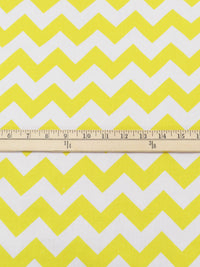 Bright Sunflower Yellow/White Cotton/Polyester Horizontal Chevron Print Broadcloth 58W